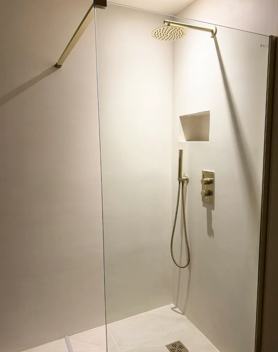 Microcement shower enclosure